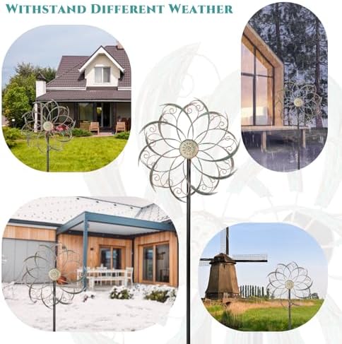 13" Metal Wind Spinner with Stake,Kinetic Wind Sculptures for Yard - Image 6