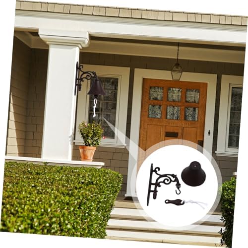 Rustic Cast Iron Wall Hanging Bell with Bracket Mount Vintage Multi-Purpose Doorbell for Garden Patio Indoor Outdoor Use Weather-Resistant Dinner Bell with Clear Loud Sound - Image 3