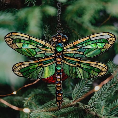 Emerald Mosaic Dragonfly Acrylic Suncatcher - Image 4