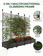 Patikuin 4-Section Sturdy Weather-Resistant Raised Garden Bed with Metal Trellis, Vertical Modular Planter Box & Privacy Screen for Climbing Plants, Vegetables, Flowers - Image 5