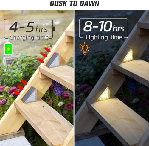 NIORSUN Solar Stair Lights,Warm White Outdoor Step Lights IP67 Waterproof Auto On Off, Outdoor Stair Lights for Steps,Stair,Patio,Yard,Porch,Front Door,Sidewalk,Deck Decor（Brown, 8 Pack） - Image 2