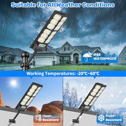 Solar Street Lights Outdoor, 6500K LED Solar Lights Outdoor Motion Sensor, Waterproof Dusk to Dawn Flood Light, Solar Powered Security Light Wide Angle for Yard Parking Lot Driveway (4 Pack) - Image 5