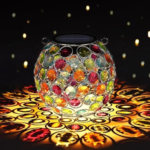Uspring 3 Pack Red Crystal Mosaic Solar Lanterns Outdoor Waterproof Decorative Hanging Solar Lights for Outside by Uspring--Sweetlifefromhere