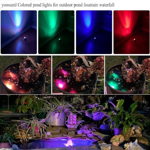 Colored Pond Lights with Timer, RGB Weighted Fountain Light IP68 Waterproof, Dimmable Outdoor Landscape Lights Fish Tank Pond Fountain Garden, 3 Lights - Image 6