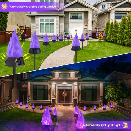 Toodour Solar Halloween Lights Outdoor, 4 Pack Solar Torch Light Waterproof - Image 6