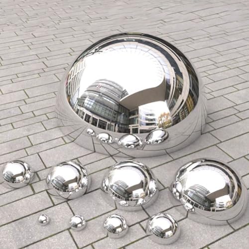8pcs Half Gazing Globe Mirror Ball,Silver 304 Stainless Steel Hollow Polished Reflective Smooth Garden Sphere,Colorful and Shiny Addition to Any Garden or Home - Image 2