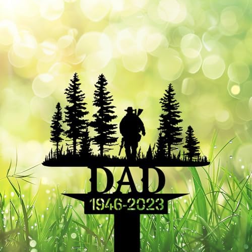 Personalized Hunter Grave Marker Hunter Dad in Forest Memorial Garden Stake 8-24 inch Hunter Dad Loss Gift, Hunter Memorial Gift Loss of Loved One (Hunter Dad in Forest) - Image 2