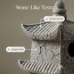 Resin Pagoda Japanese Stone Lantern Solar Outdoor Figurine Lights, Zen Garden Decor for Yard, Patio, Pathway, Landscape Lighting - Image 3