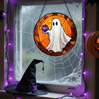 Halloween Stained Glass Window Hanging Ghost Suncatche Gift for Women 12" - Image 4