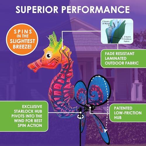 Premier Kites Petite Spinner Seahorse – Whimsical Wind Spinner for Yard & Garden, Durable Weather-Resistant Fabric, Easy to Assemble, Outdoor Decor for Patios, Lawns, & Fairy Lovers - Image 4