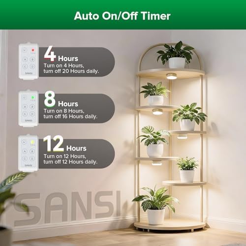 SANSI Puck Grow Lights for Indoor Plants, 20W 4-Head Plant Light with Timer - Image 2