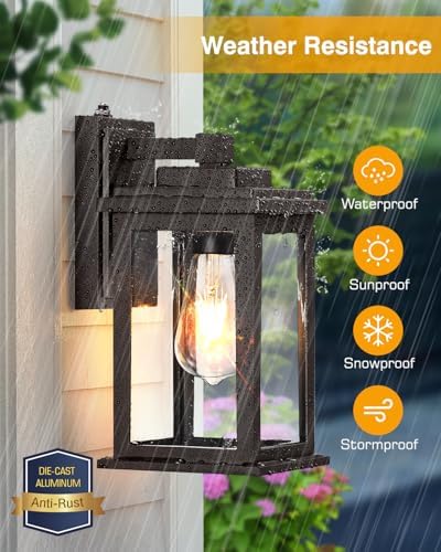 VIANIS Bronze Dusk to Dawn Outdoor Lighting, 2 Pack Outdoor Lights for House, Waterproof Porch Lights, Exterior Lighting Fixtures with Tempered Glass, for House,Garden, Garage,Hardwired, Non-Solar - Image 3