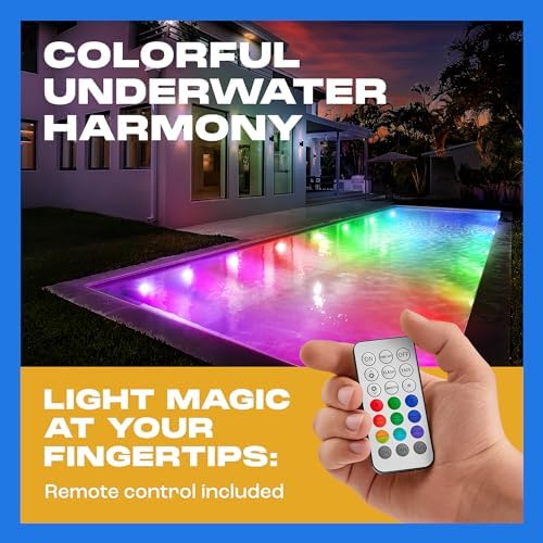 Yankee Submersible Pool Lights, Waterproof 15 LED Underwater Lights with Remote, 16 Colors, 3 Flash Modes, Timer, with Suction Cups, Magnet, for Inground Pool (4 pcs) - Image 2