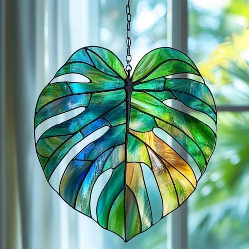Colorful Gradient Monstera Leaf Acrylic Suncatcher by AVAGAN