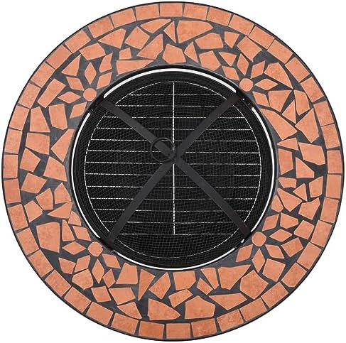 vidaXL Mosaic Fire Pit Table Terracotta 26.8" Ceramic - Image 7