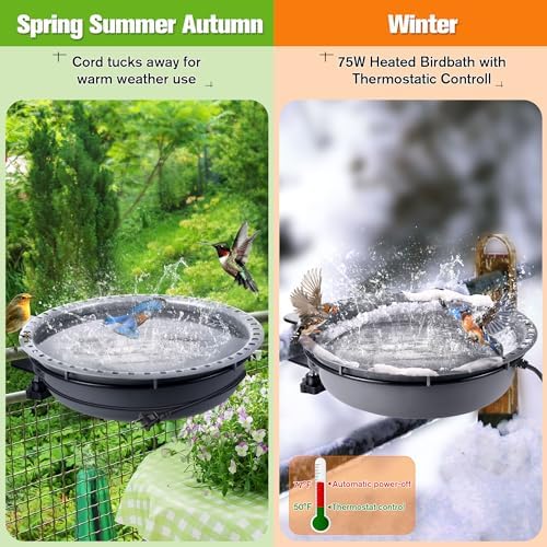 Saillong Bird Baths for Outdoors, Bird Bath Bowl Water Feeder Outdoor for Hummingbirds for Garden Yard Patio Lawn, Ideal for Attracting Birds(Deck Mounted Style) - Image 2