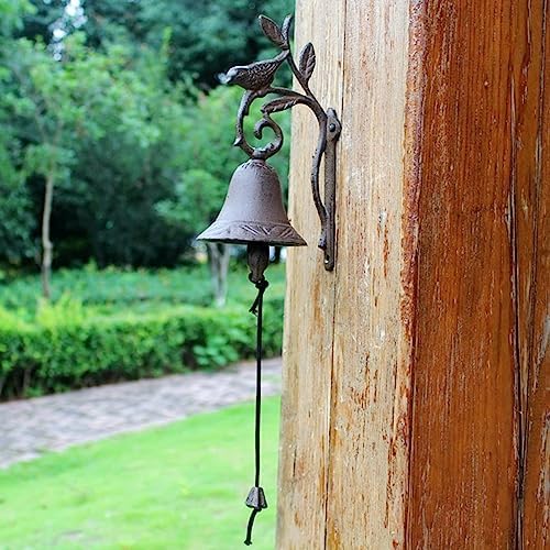 Heavy Duty Cast Iron Wall Bell - Decorative Retro Style Lovely Bird Hand Bell - Manually Shaking Wall Hanging Doorbell - Indoor Outdoor Wall Mounted Dinner Bell - Garden Home Wall Decoration - Image 2