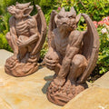 Zaer Ltd. Set of 2 Gothic Gargoyle Garden Statues, 28.4 Inch Tall Outdoor Sculptures (Antique Rust) by ZaerLtd