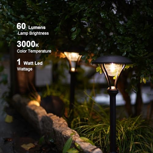 GOODSMANN Low Voltage Path Lights Landscape Lighting 1 Watt LED 60 Lumens Flood Lights with Metal Stake for Garden Yard Patio Area Outdoor Lighting (4 Pack) 9920-2104-04 - Image 2
