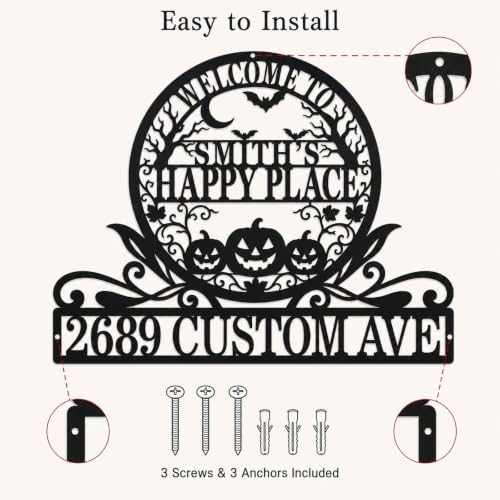 Personalized Halloween House Number Sign, Custom Family Name Address Sign - Image 6