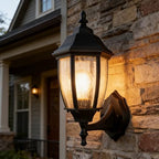 Outdoor Wall Lantern, 14 Inch Porch Light Fixture Seed Glass Shades. by LPRZSG