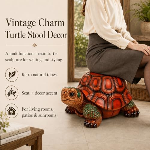 Turtle Garden Statue Stool – 18" Resin Outdoor Decor, Multi-Use Yard Art - Image 3