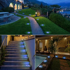 LYHOPE Solar Ground Lights Outdoor, 16 Pack 8 LED Solar Disk Lights Waterproof Garden In-ground Pathway Lights Landscape Lighting for Lawn,Yard,Deck,Patio,Walkway (Blue) - Image 2