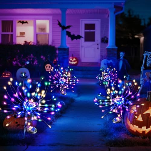 Anordsem Solar Firework Lights Outdoor Garden Fairy Lights 4 Pack Colorful - Image 6