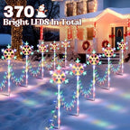10 Pcs Christmas Snowflake Pathway Stake Lights for Outdoor Yard, 370 Bright LEDs Waterproof Large Christmas Snowflake Light Decoration for Garden Lawn Driveway Walkway Decor(Colorful) - Image 4