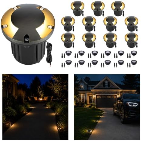 Gardenreet Brass Well Light, 12V Low Voltage, 2-Way Turret Top, 12 Pack by Gardenreet