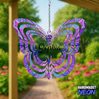 Personalized Dog Angel Paw Wind Spinner Sublimation Memorial Custom Name Years Kinetic Ornament Laser Cut 3D Outdoor Indoor Garden Yard Gifts (Butterfly Shape) - Image 3