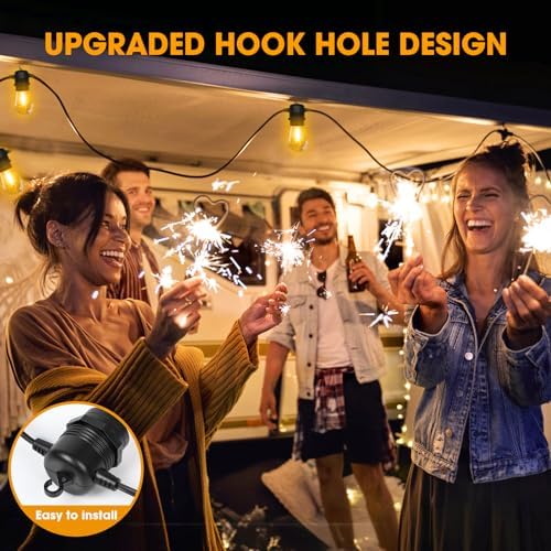 GvvooHome 25FT LED Outdoor String Lights Patio Light with 9 Shatterproof S14 Replaceable Bulbs(1 Spare), Outside Hanging Lights Waterproof for Porch, Deck, Garden, Backyard, Balcony, 2700K Dimmable - Image 4