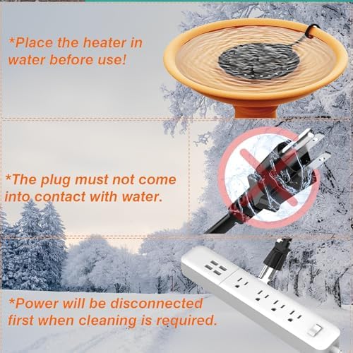 Bird Bath Heater, 70W Bird Bath Heater for Outdoor in Winter, Birdbath Water Heater Thermostatically Controlled Heated Bird Bath for Outdoor Yard Bird Bath Deicer, for Bird Chicken Livestock. - Image 7