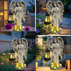 NBQQ Solar Resin Angel Statue with Lantern and Succulent LED Lights - Image 6