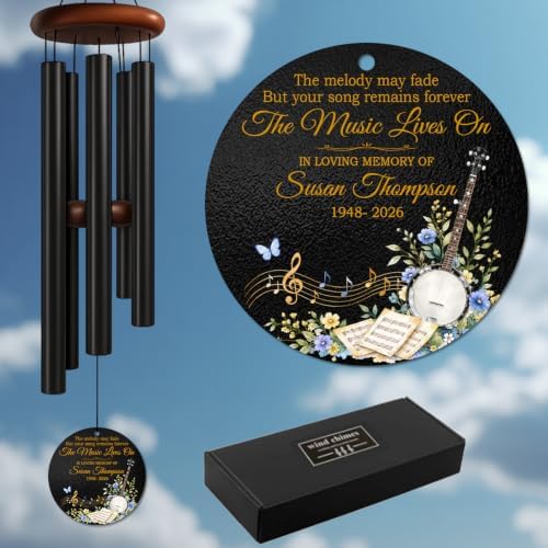Custom Banjo Memorial Wind Chime, Personalized Name & Year - Image 7
