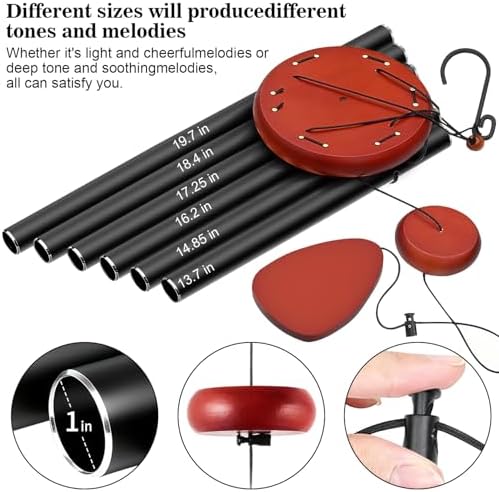Aluminium Wind Chimes Outside, Soothing Melodic Patio Decor Gift, Black 46" - Image 3