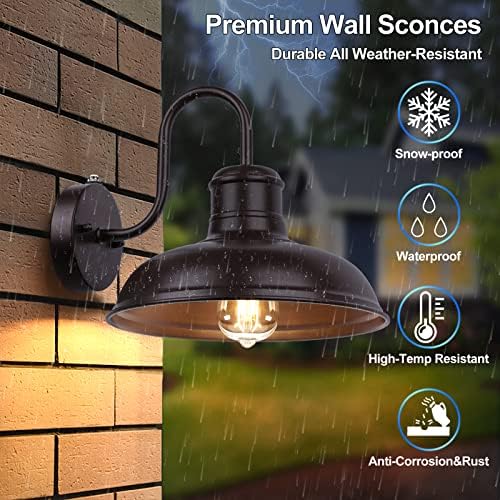 2-Pack Dusk to Dawn Outdoor Wall Sconces, Farmhouse Outside Lighting Gooseneck Barn Lights, Oil Rubbed Bronze Exterior Wall Lights, Anti-Rust Waterproof Outdoor Light for House Porch Garage Entryway - Image 5
