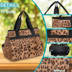Garden Tool Bag Leopard Print Garden Tool Storage Bag with Pockets Handle Portable Garden Tote Bags for Indoor Outdoor Gardening - Image 4