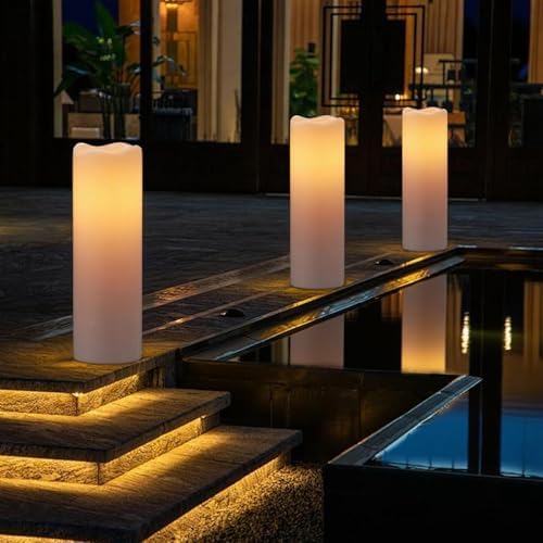 GenSwin Solar Candles Outdoor Waterproof Lantern Ivory White 4 x 14 in - Image 6