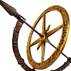 Urbalabs Iron Cast Hand Painted Golden Armillary Sundial Bronze Housing and Gold Painted Metal Disk Roman Numerals Compass Base Garden Themed Metal Decor Indoors Or Outdoors Iron Heavy-Duty - Image 5