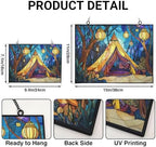 Personalized Rectangle Boho Lantern Tent Stained Glass Suncatcher Stained Glass Window Hanging Home Decor Garden Halloween Christmas Wedding Housewarming Gifts - Image 3