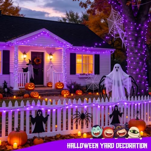 JMEXSUSS 2 Pack Solar Halloween Lights, Total 151FT 400 LED, Purple - Image 2