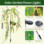 Solar Garden Lights Outdoor Waterproof, 4 Pack Solar Flower Lights Outdoor with Multicolor Eucalyptus Flowers & 2 Lighting Modes, Decorative Solar Lights Outdoor for Yard Patio Lawn Decor, Gifts - Image 2