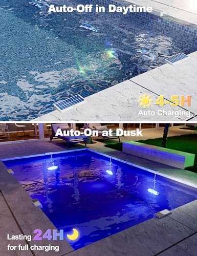Solar Pool Lights for Above Ground Pools,IP68 Pool Solar Lights 2 Pack Gray - Image 3