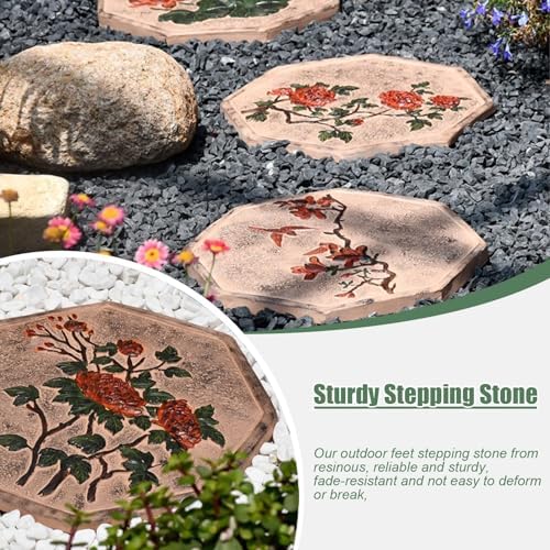 Kunovo Oriental Style Stepping Stone for Decor, Eco-Friendly Resinous Garden Step Stones, Octagonal Courtyard/Path/Lawn/Backyard Decorative Stone (Size : Chrysanthemum), 58741 - Image 3