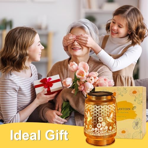 2 Pack Hummingbird Sunflower Solar Lanterns Outdoor with Shepherd Hook, Birthday Gift Mothers Day Gift for Women Mom Grandma Wife Daughter, Waterproof Hanging Lights, Decor for Yard Garden Patio Lawn - Image 3