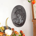 Sungmor Brown Cast Iron Wall Decor,Oval-shaped Classical Lady Relief Plaque - Image 2