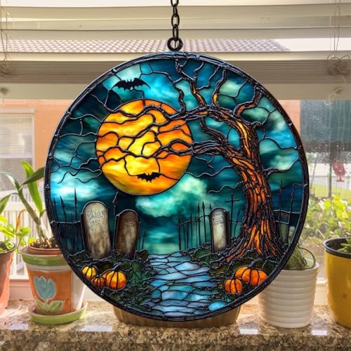 Tomb Graveyard and Bats Acrylic Suncatcher - Image 4