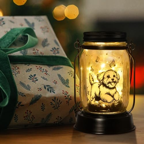 kyoryuger Maltese Dog Gifts for Women/Men Maltese Solar Lanterns Birthday Dog Lovers Lantern Pet Loss Dog Memorial Lights Solar Garden Decoration for Yard, Patio,Backyard,Porch Torches Light - Image 6