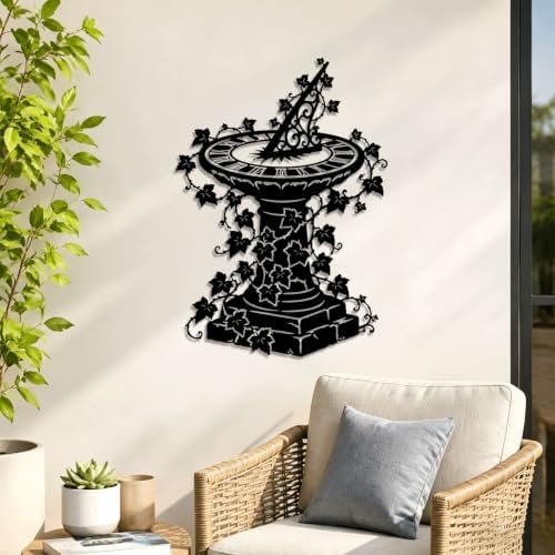 Vintage Sundial Garden Metal Wall Art Metal Signs Metal Outdoor Decor Wall Art Decor Rustic Middle Ages Wall Sculpture Elegant Home Decoration for Living Room Bedroom Office Apartment Decor (Black,16Inch) - Image 6